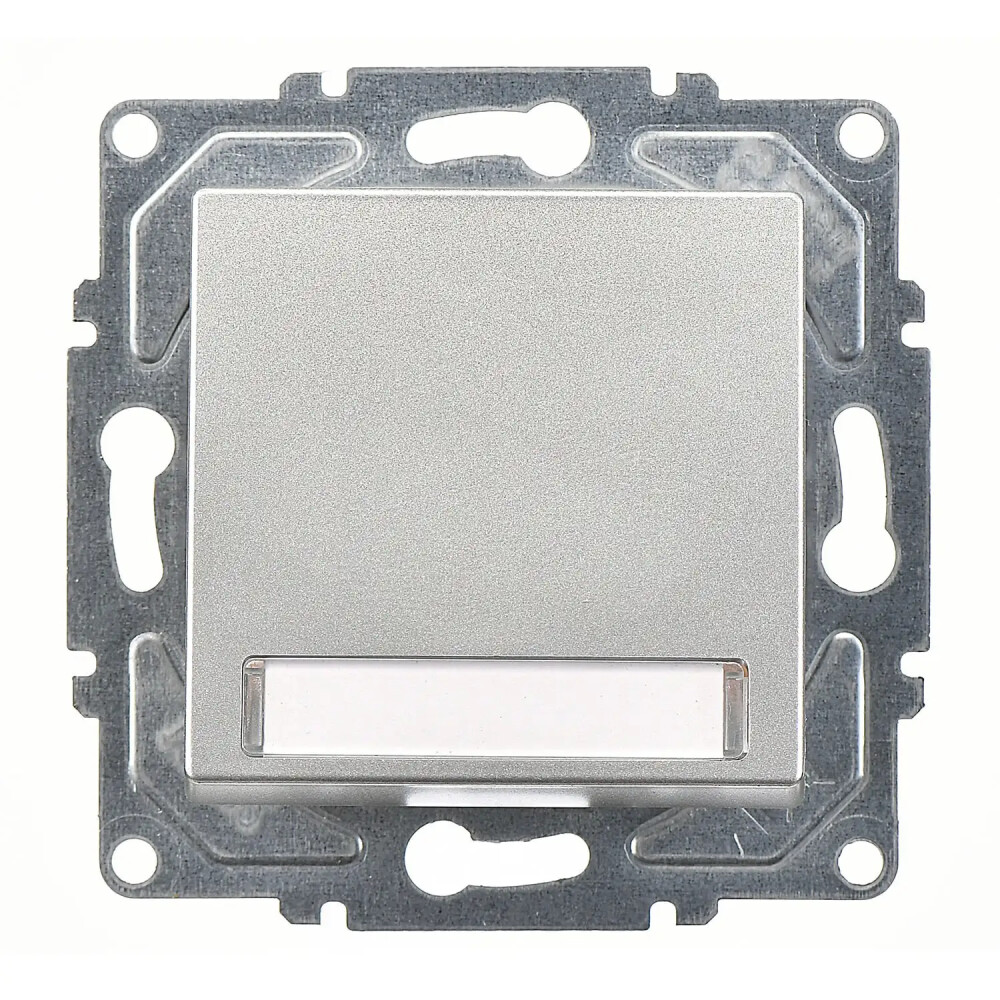 Eqona / Radius / Neoline Işıklı Etiketli Zil Butonu, 12V (klipsli), Gümüş (Mekanizma + Tuş/Kapak) - Günsan Elektrik