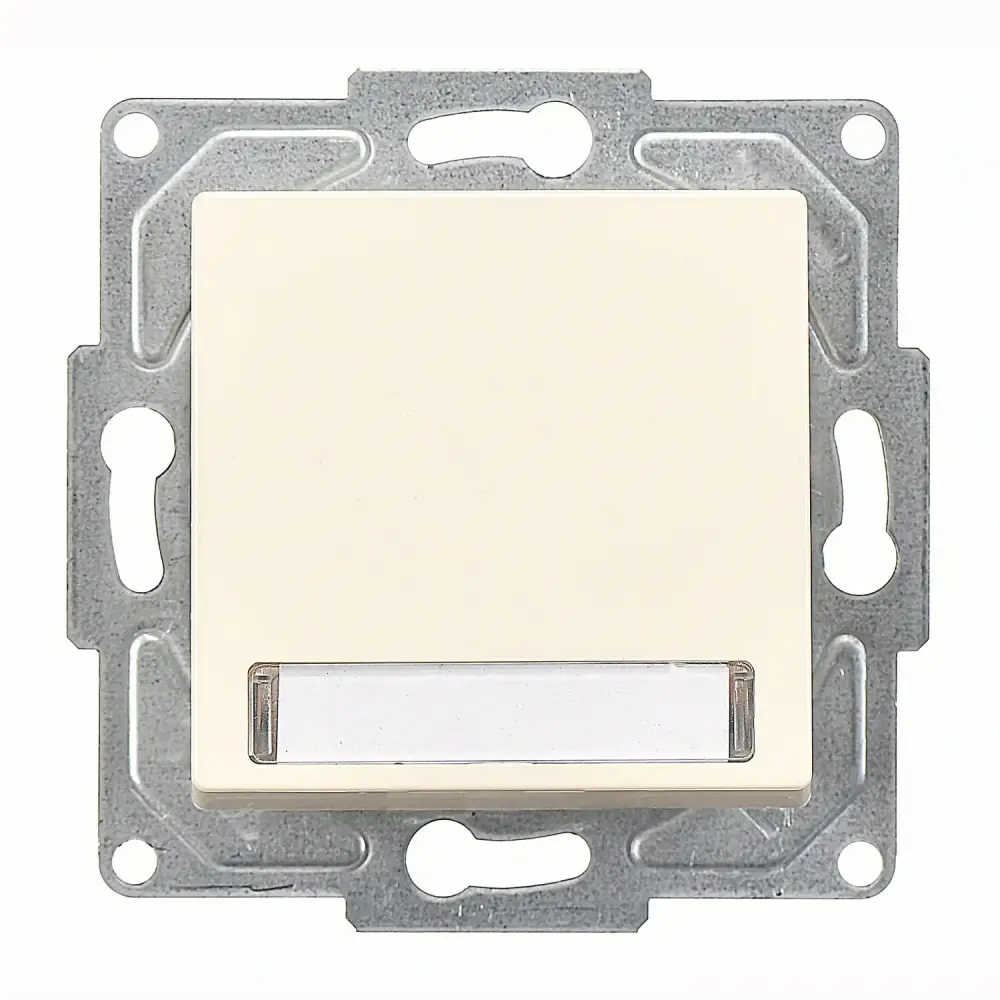Eqona / Radius / Neoline Işıklı Etiketli Zil Butonu, 12V (klipsli), Krem (Mekanizma + Tuş/Kapak) - 1