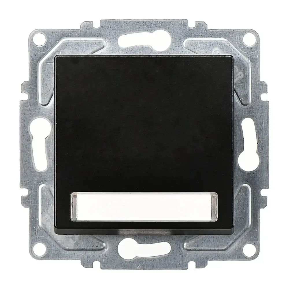 Eqona / Radius / Neoline Işıklı Etiketli Zil Butonu, 12V (klipsli), Metalik Siyah (Mekanizma + Tuş/Kapak) - 1