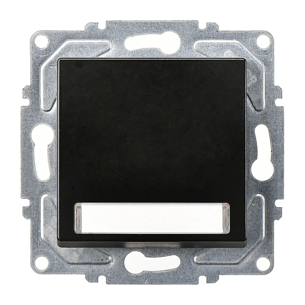 Eqona / Radius / Neoline Işıklı Etiketli Zil Butonu, 12V (klipsli), Metalik Siyah (Mekanizma + Tuş/Kapak) - Günsan Elektrik