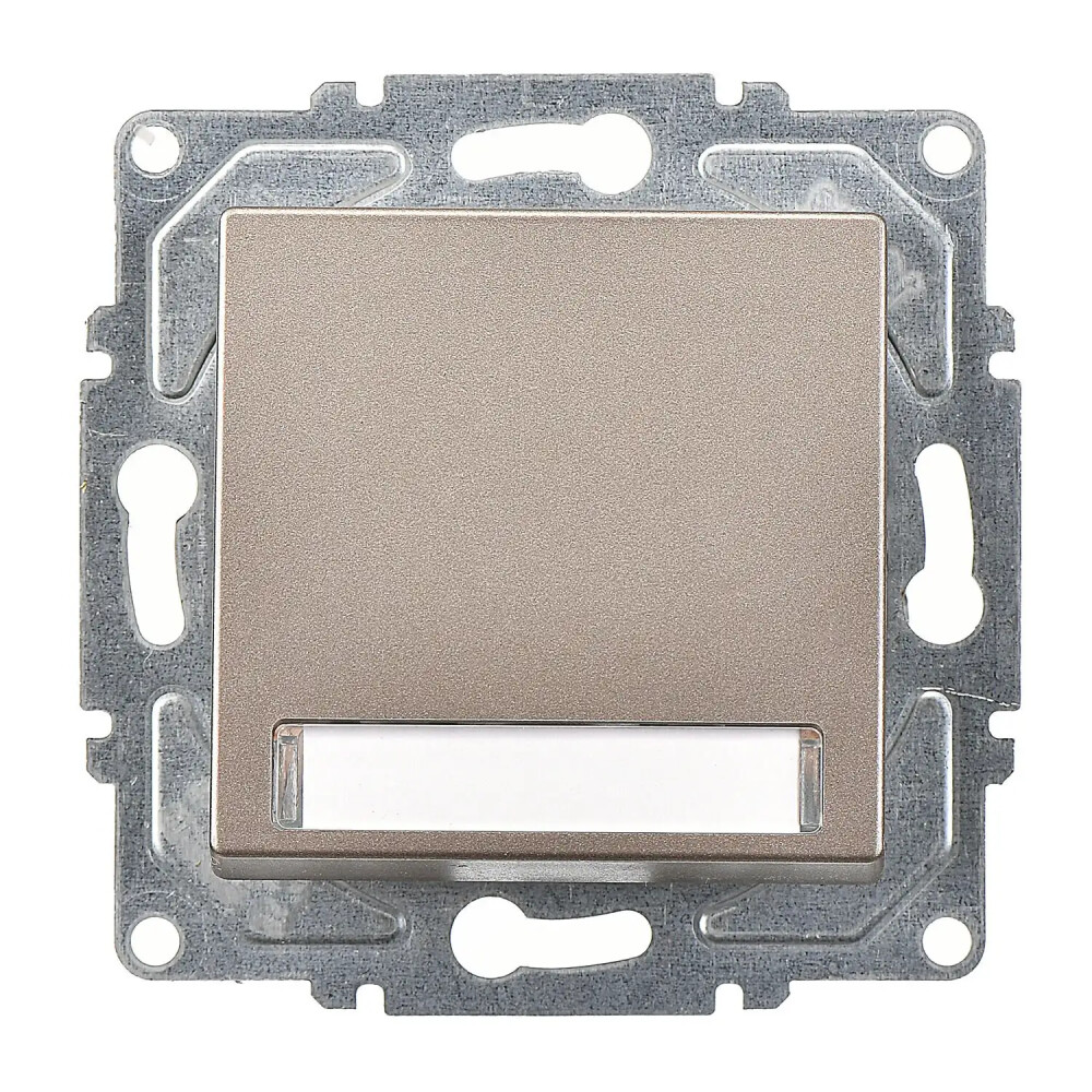 Eqona / Radius / Neoline Işıklı Etiketli Zil Butonu, 12V (klipsli), Mocha (Mekanizma + Tuş/Kapak) - Günsan Elektrik