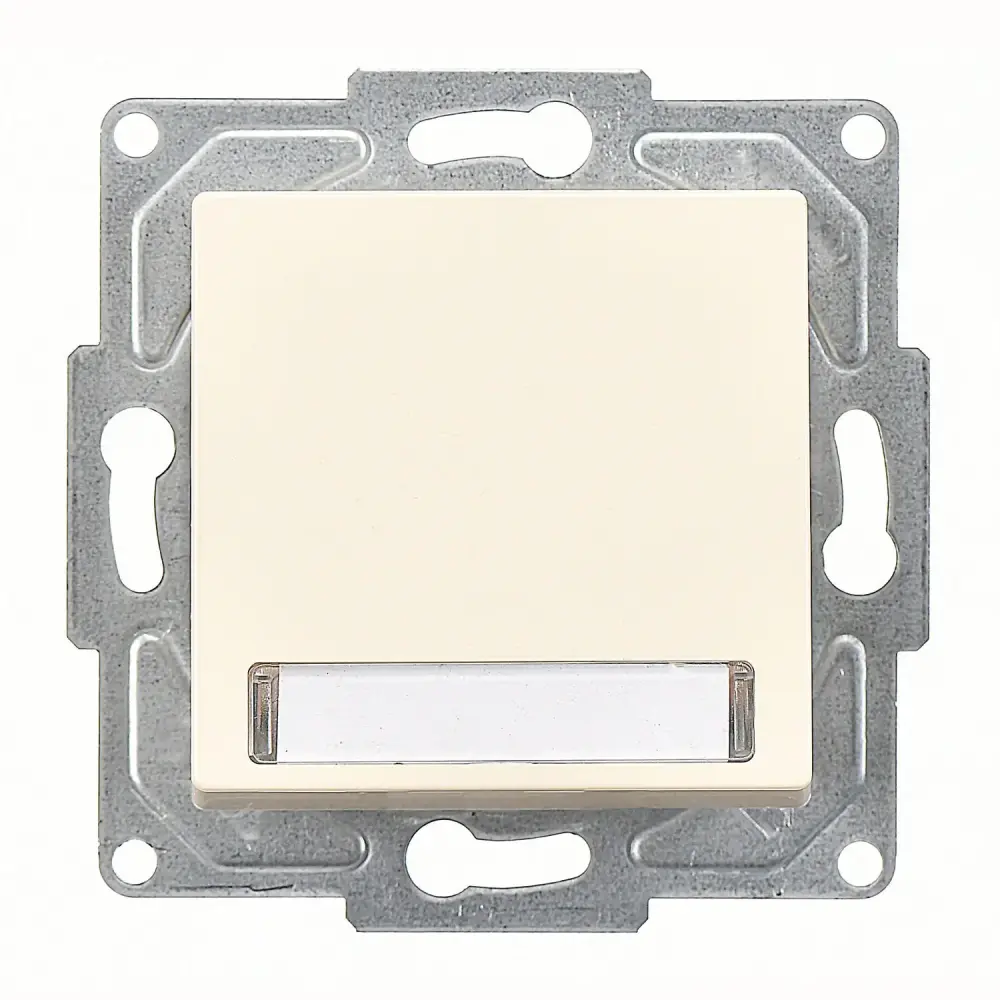 Eqona / Radius / Neoline Işıklı Etiketli Zil Butonu, 12V, Krem (Mekanizma + Tuş/Kapak) - 1