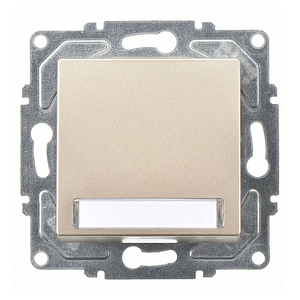 Eqona / Radius / Neoline Işıklı Etiketli Zil Butonu, 12V, Metalik Bej (Mekanizma + Tuş/Kapak) - Günsan Elektrik