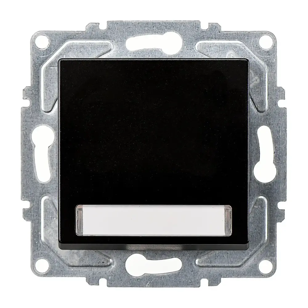 Eqona / Radius / Neoline Işıklı Etiketli Zil Butonu, 12V, Metalik Siyah (Mekanizma + Tuş/Kapak) - Günsan