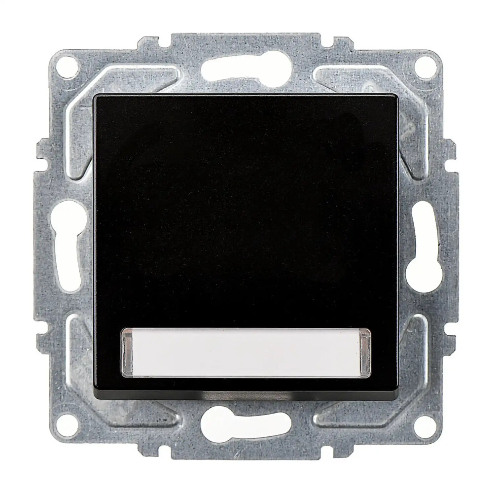 Eqona / Radius / Neoline Işıklı Etiketli Zil Butonu, 12V, Metalik Siyah (Mekanizma + Tuş/Kapak) - Günsan Elektrik