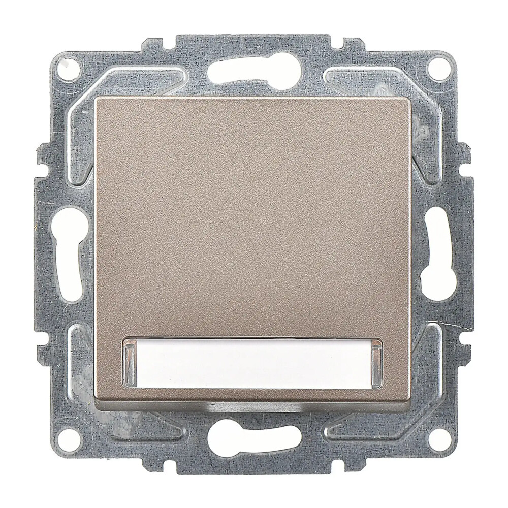 Eqona / Radius / Neoline Işıklı Etiketli Zil Butonu, 12V, Mocha (Mekanizma + Tuş/Kapak) - Günsan Elektrik