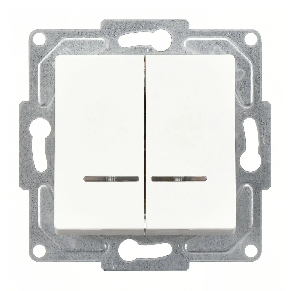 Eqona / Radius / Neoline Işıklı Komütatör, Beyaz (Mekanizma + Tuş/Kapak) - Günsan Elektrik
