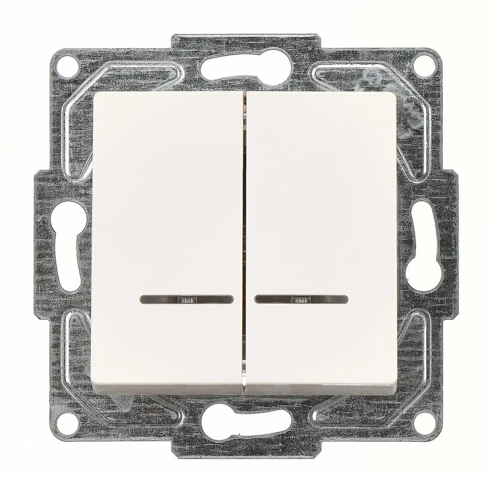 Eqona / Radius / Neoline Işıklı Komütatör (klipsli), Fildişi Beyazı (Mekanizma + Tuş/Kapak) - Günsan Elektrik
