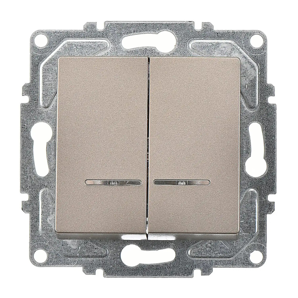 Eqona / Radius / Neoline Işıklı Komütatör (klipsli), Mocha (Mekanizma + Tuş/Kapak) - Günsan Elektrik