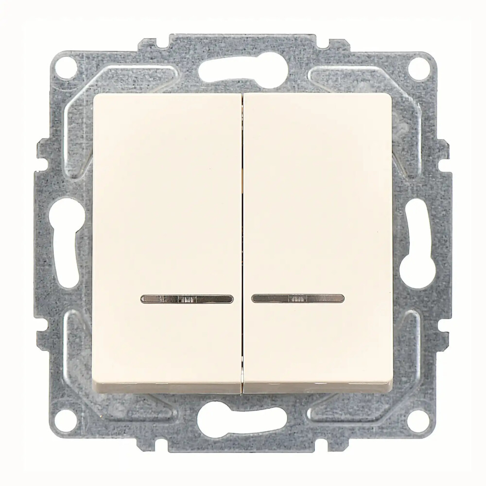 Eqona / Radius / Neoline Işıklı Komütatör, Krem (Mekanizma + Tuş/Kapak) - Günsan Elektrik