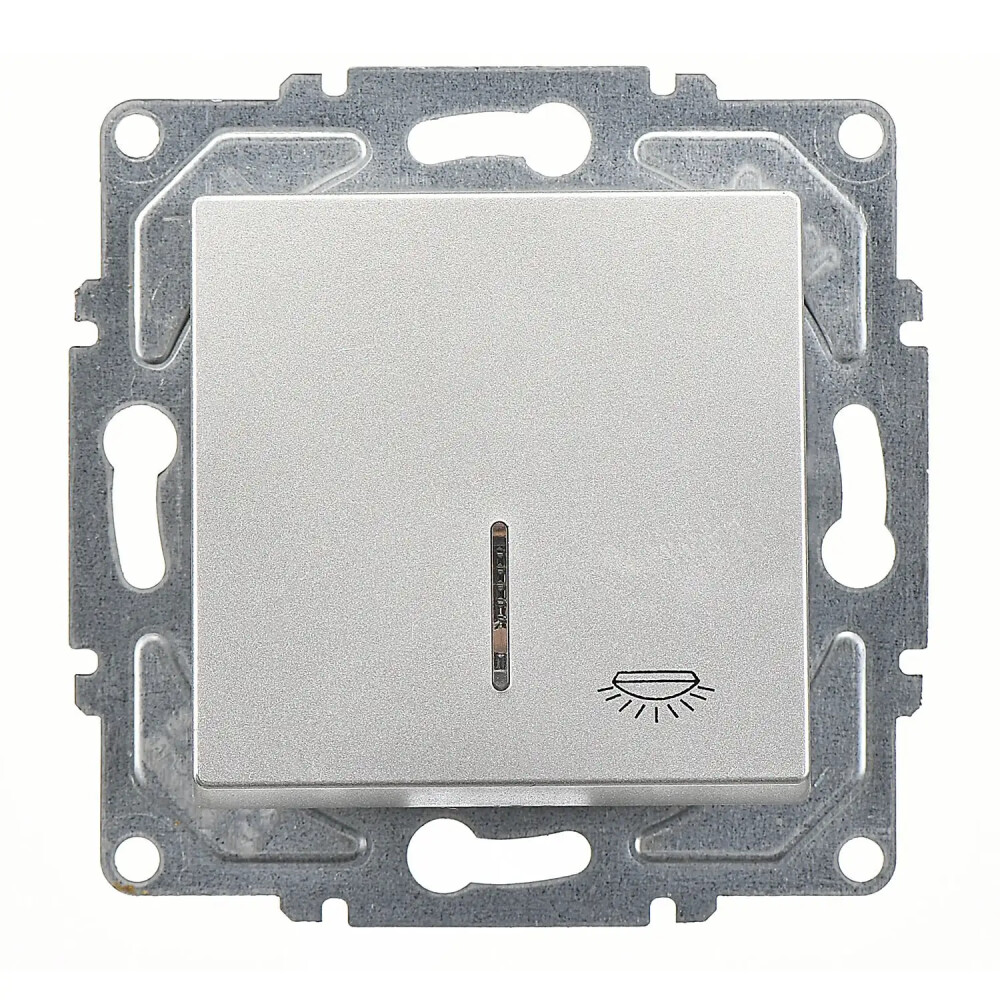 Eqona / Radius / Neoline Işıklı Liht, Gümüş (Mekanizma + Tuş/Kapak) - Günsan Elektrik