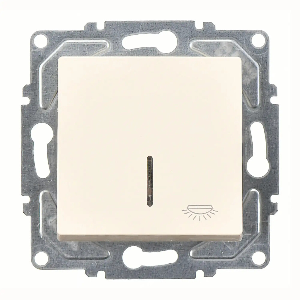 Eqona / Radius / Neoline Işıklı Liht (klipsli), Krem (Mekanizma + Tuş/Kapak) - Günsan Elektrik