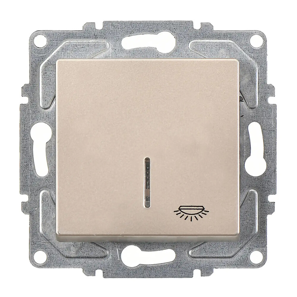 Eqona / Radius / Neoline Işıklı Liht (klipsli), Metalik Bej (Mekanizma + Tuş/Kapak) - Günsan Elektrik