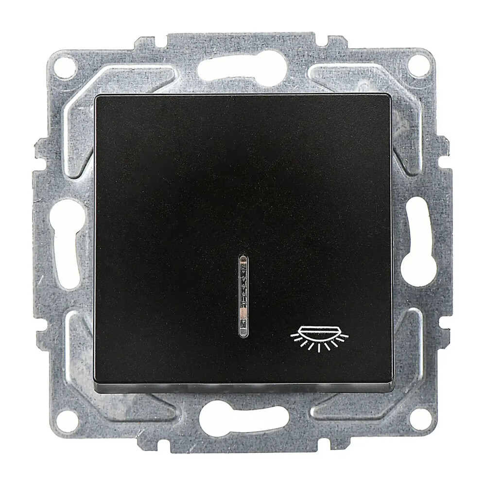 Eqona / Radius / Neoline Işıklı Liht (klipsli), Metalik Siyah (Mekanizma + Tuş/Kapak) - Günsan Elektrik