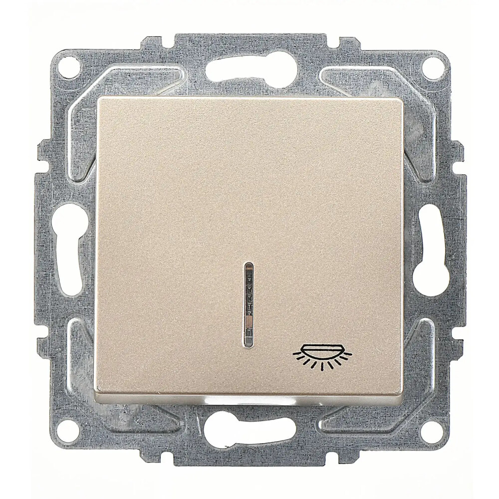 Eqona / Radius / Neoline Işıklı Liht, Metalik Bej (Mekanizma + Tuş/Kapak) - Günsan Elektrik