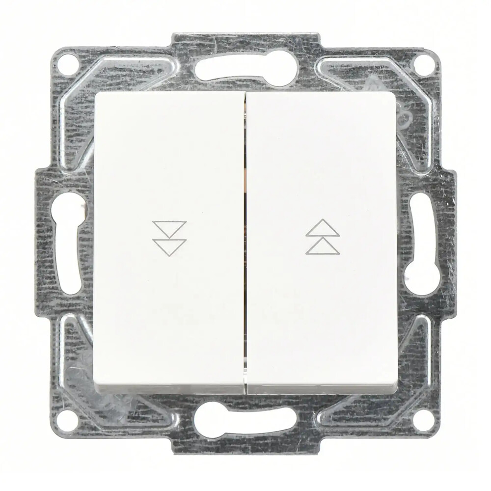 Roller Blind Switch, 2 Gang, White - Günsan Elektrik