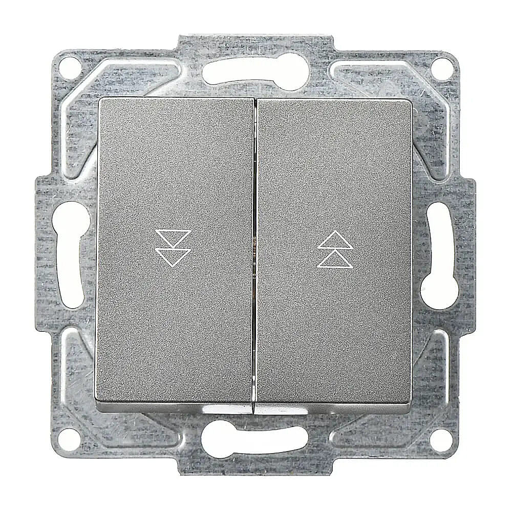 Roller Blind Switch, 2 Gang, Smoked Gray, (w/o Screw) - Günsan