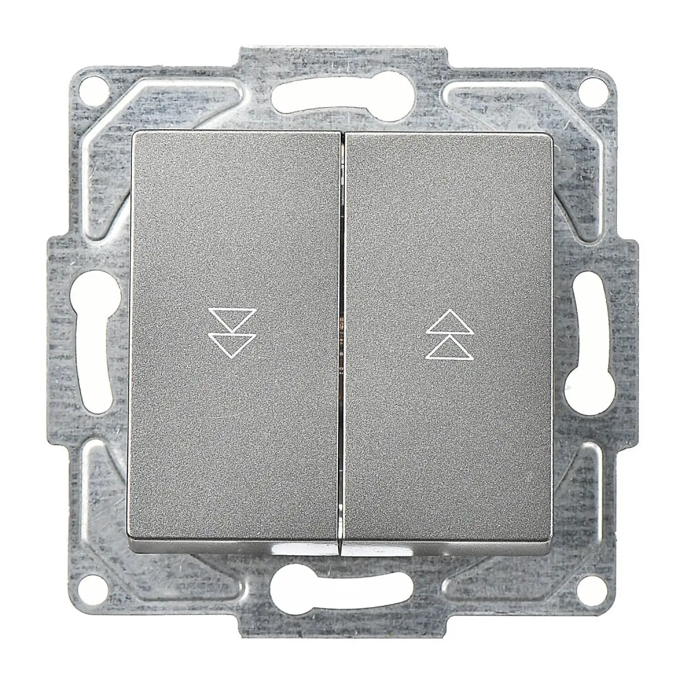 Roller Blind Switch, 2 Gang, Smoked Gray, (w/o Screw) - Günsan Elektrik