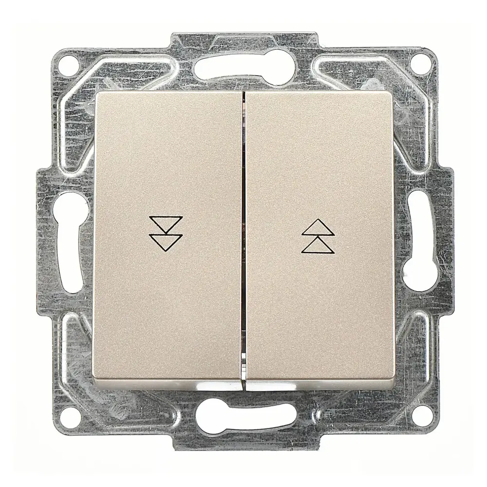 Eqona / Radius / Neoline Jaluzi Kumanda Anahtarı (İki Düğmeli) (klipsli), Metalik Bej (Mekanizma + Tuş/Kapak) 