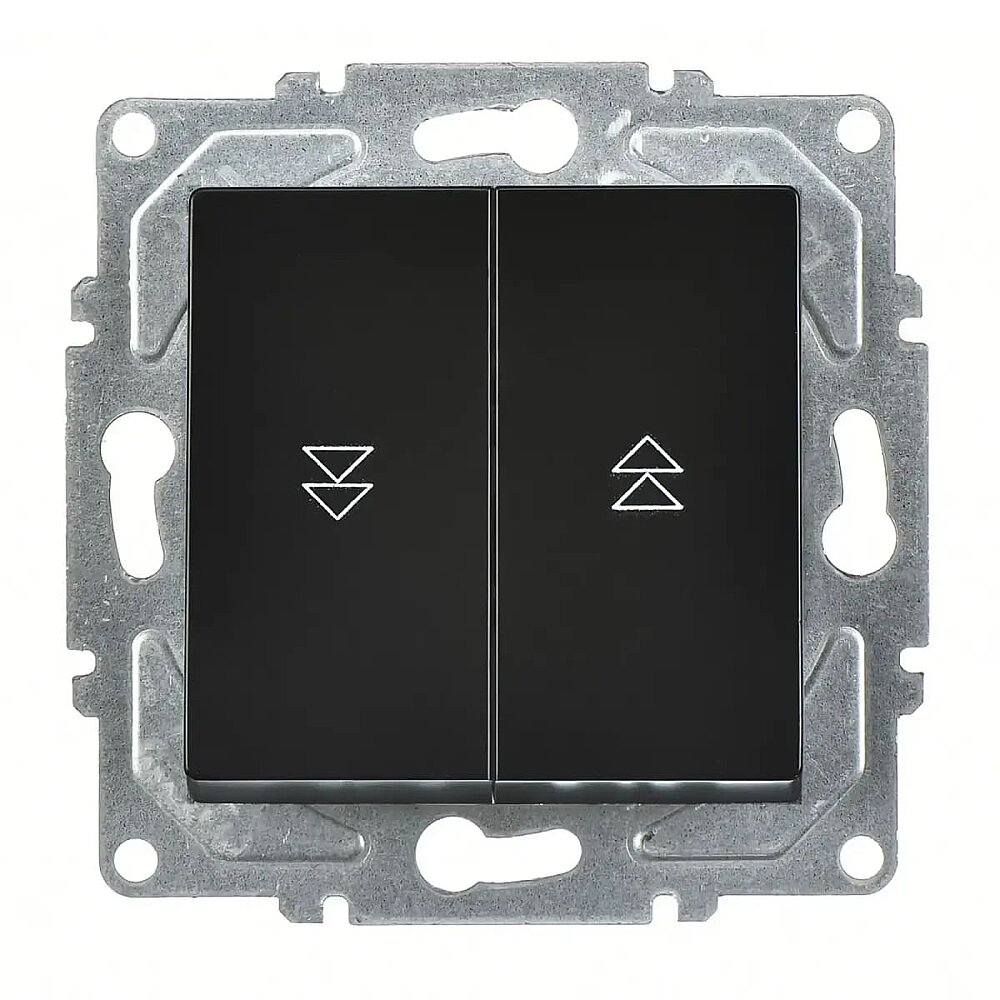 Eqona / Radius / Neoline Jaluzi Kumanda Anahtarı (İki Düğmeli) (klipsli), Metalik Siyah (Mekanizma + Tuş/Kapak) 