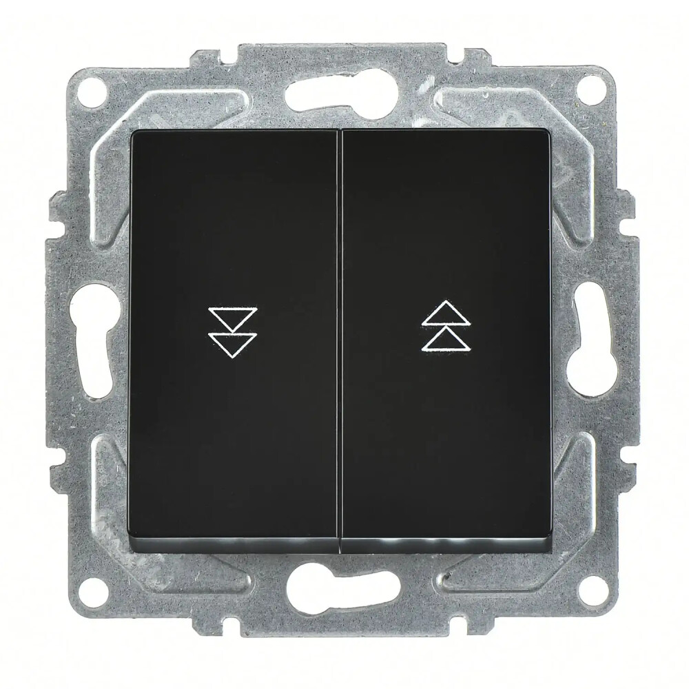 Roller Blind Switch, 2 Gang, M.Black, (w/o Screw) - Günsan Elektrik