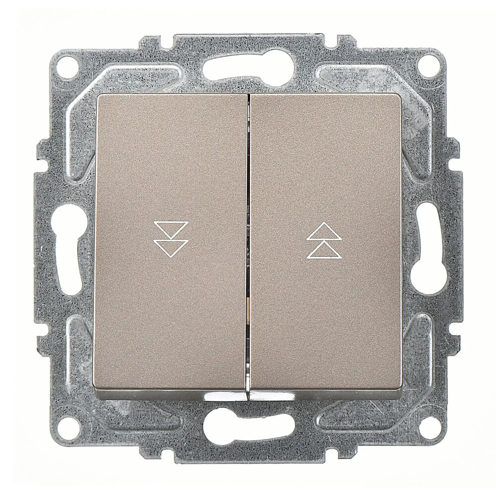 Roller Blind Switch, 2 Gang, Mocha, (w/o Screw) - Günsan Elektrik
