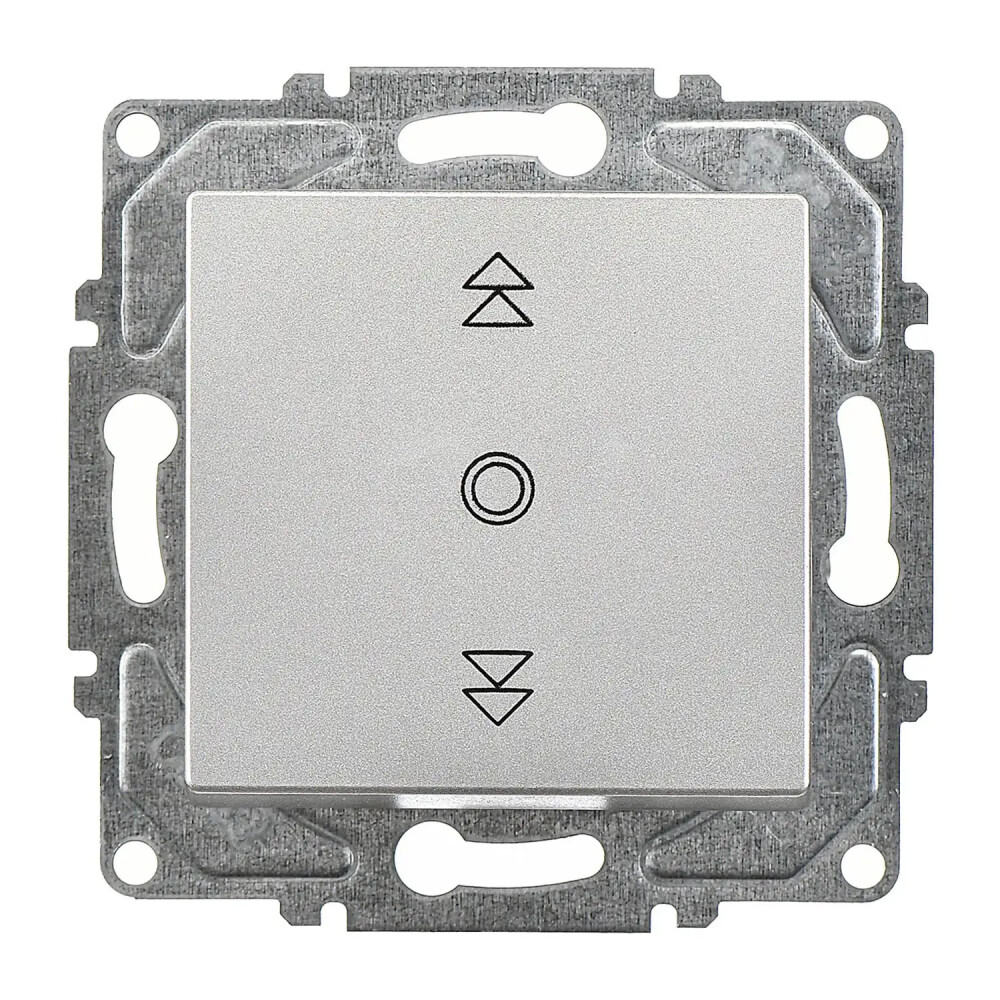 Eqona / Radius / Neoline Jaluzi Kumanda Anahtarı (Tek Düğmeli), Gümüş (Mekanizma + Tuş/Kapak) - Günsan Elektrik