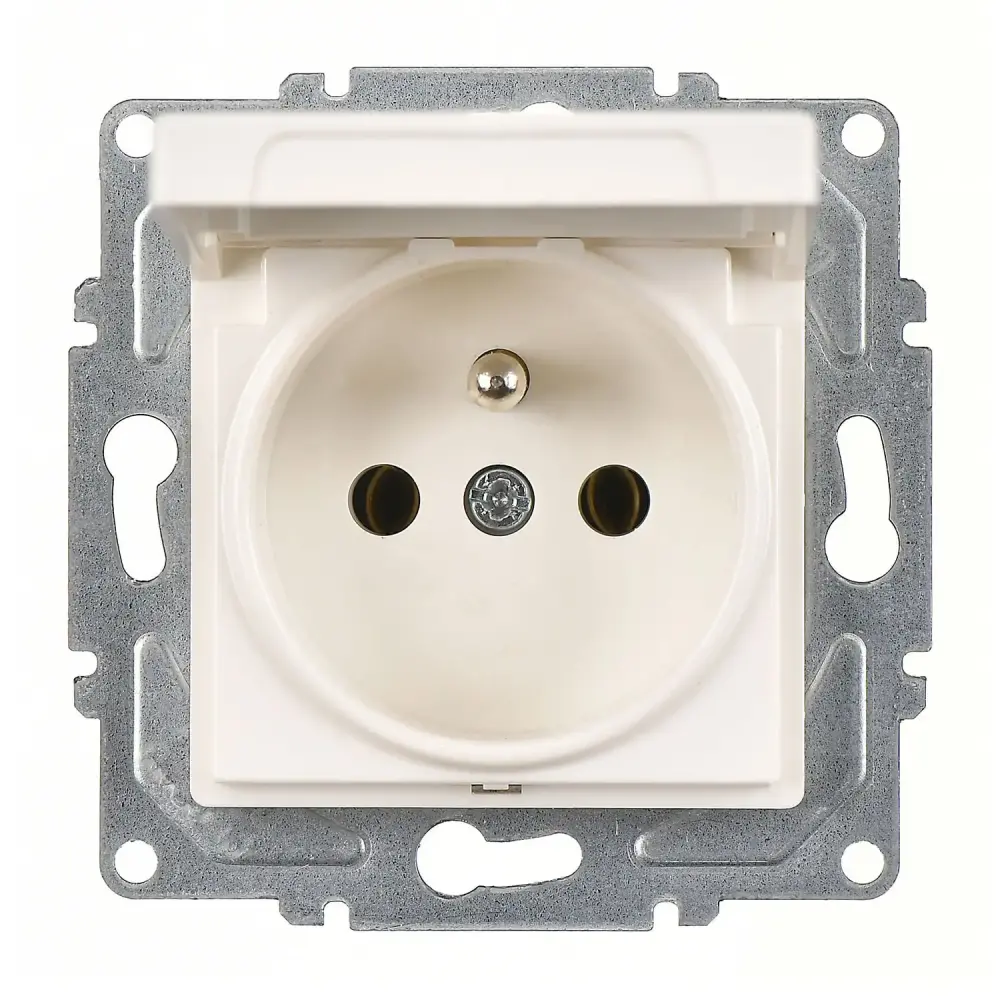 Eqona / Radius / Neoline Kapaklı UPS Priz, Fildişi Beyazı (Mekanizma + Tuş/Kapak) - 1