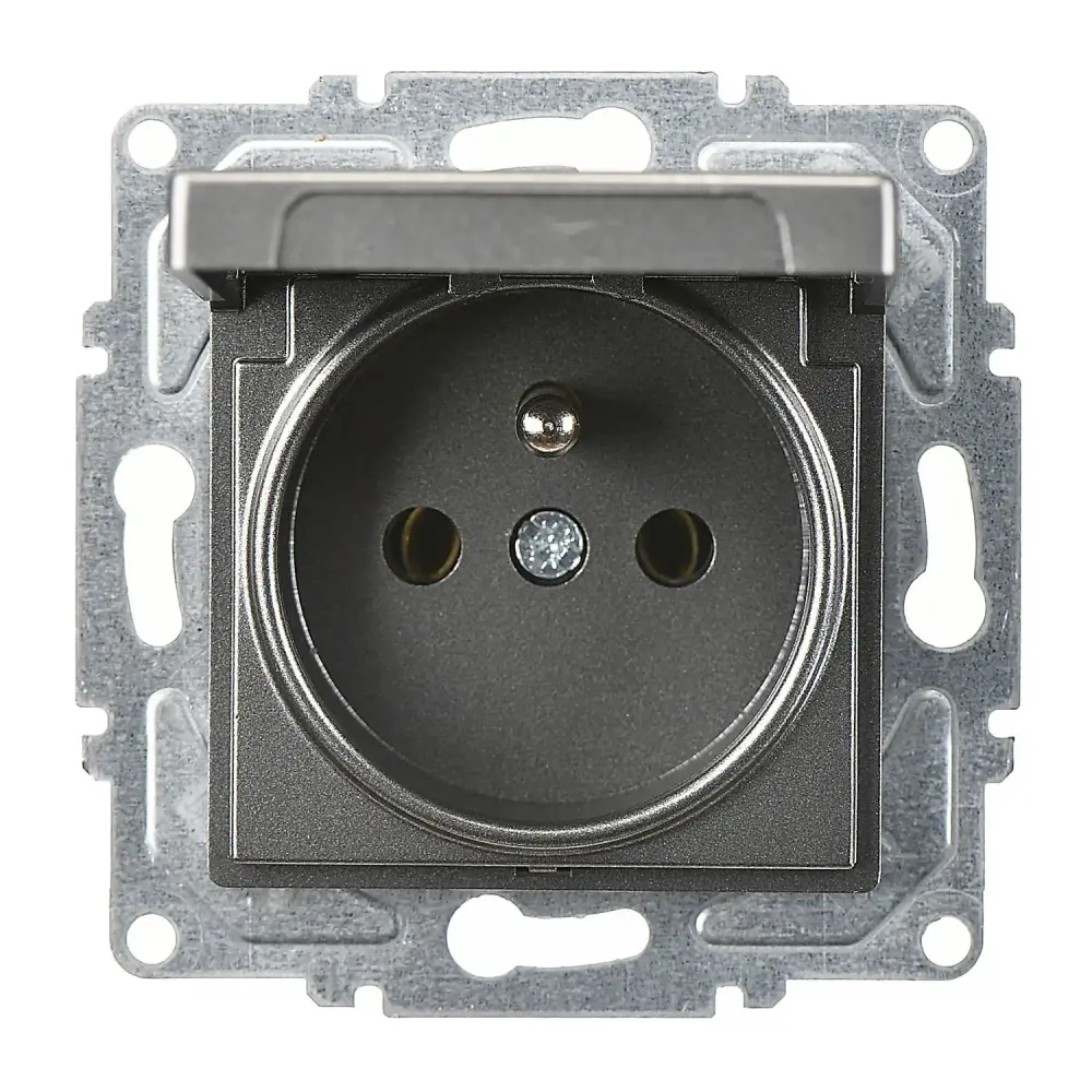 Eqona / Radius / Neoline Kapaklı UPS Priz, Füme (Mekanizma + Tuş/Kapak) - 1