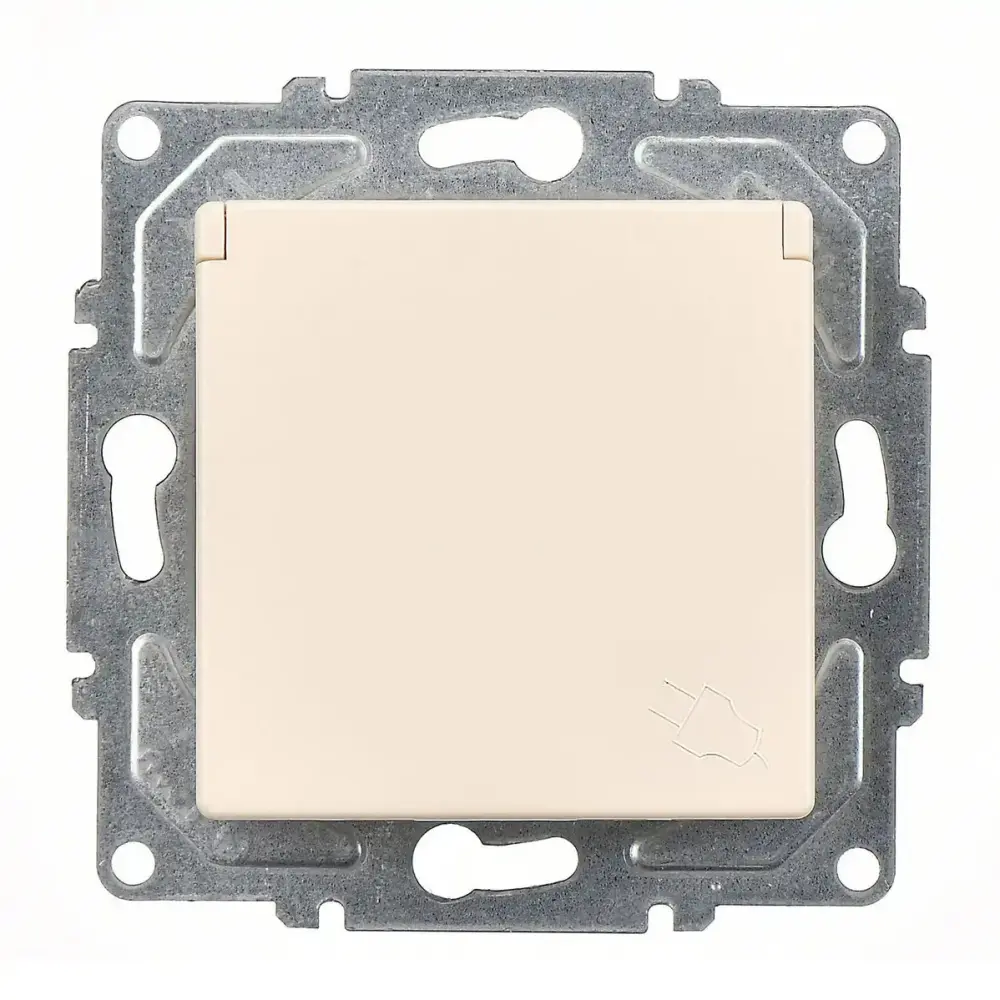 Eqona / Radius / Neoline Kapaklı UPS Priz (klipsli), Krem (Mekanizma + Tuş/Kapak) - 2