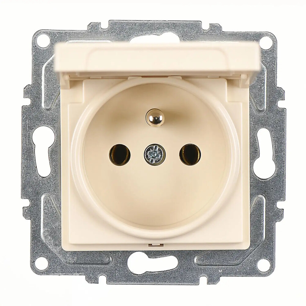 Eqona / Radius / Neoline Kapaklı UPS Priz, Krem (Mekanizma + Tuş/Kapak) - Günsan