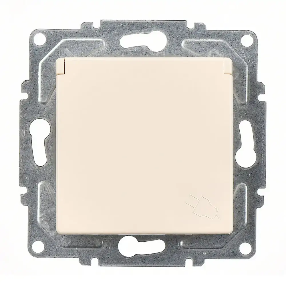 Eqona / Radius / Neoline Kapaklı UPS Priz, Krem (Mekanizma + Tuş/Kapak) - 2