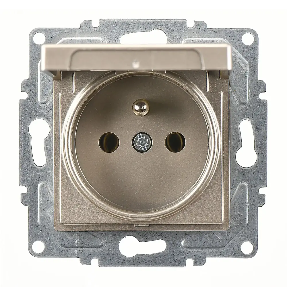 Eqona / Radius / Neoline Kapaklı UPS Priz, Metalik Bej (Mekanizma + Tuş/Kapak) - 1