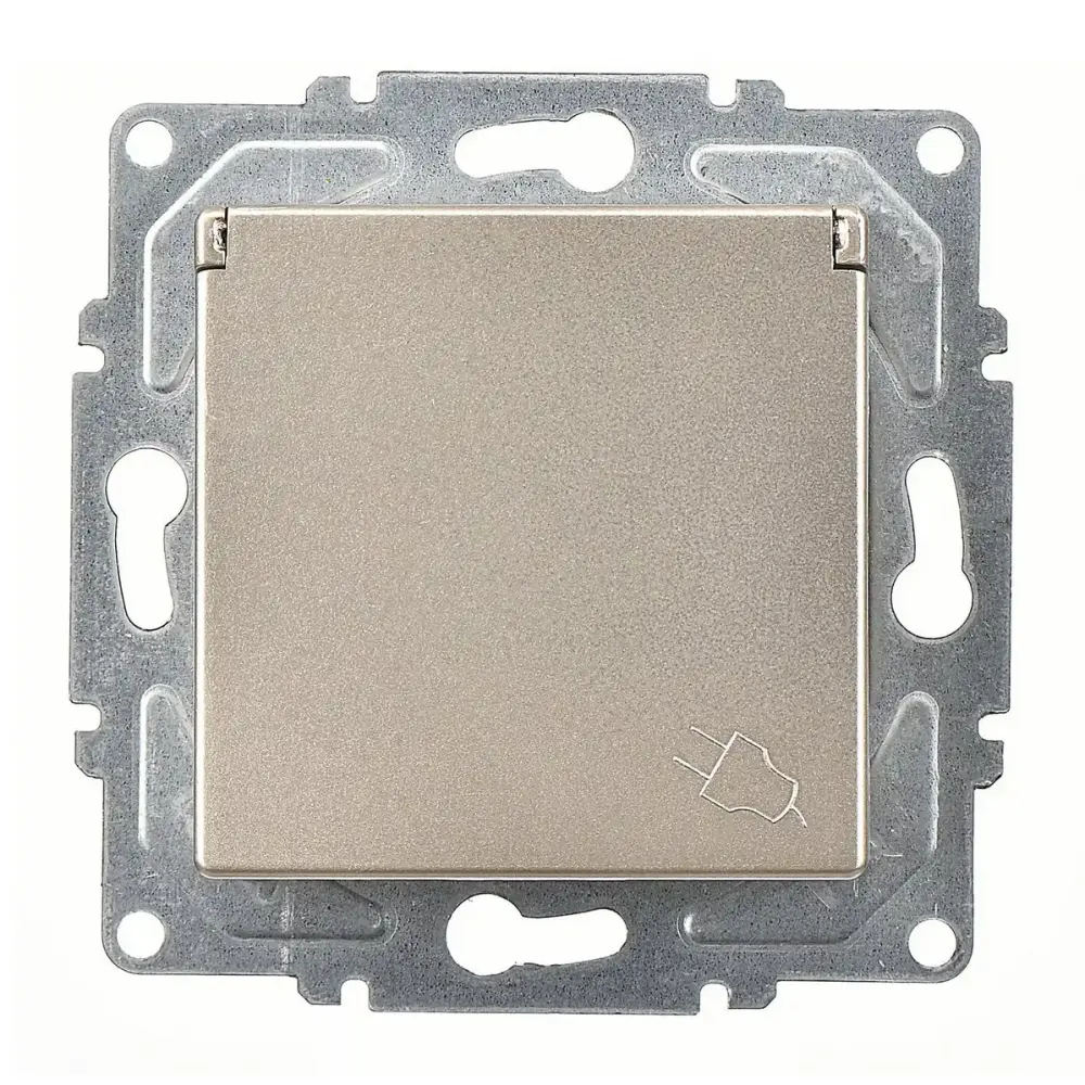 Eqona / Radius / Neoline Kapaklı UPS Priz, Metalik Bej (Mekanizma + Tuş/Kapak) - 2