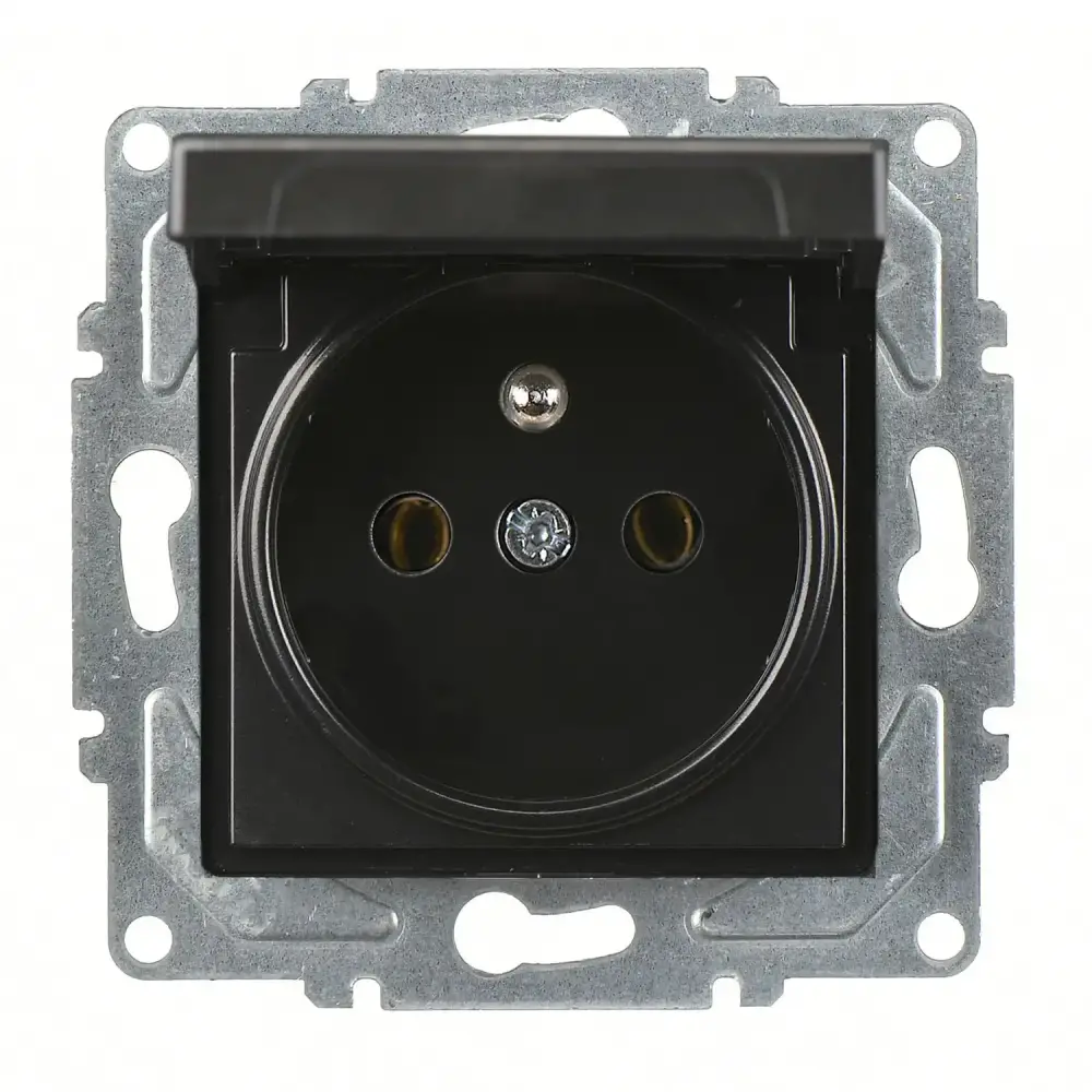Eqona / Radius / Neoline Kapaklı UPS Priz, Metalik Siyah (Mekanizma + Tuş/Kapak) - 1