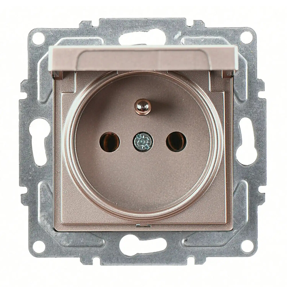 Eqona / Radius / Neoline Kapaklı UPS Priz, Mocha (Mekanizma + Tuş/Kapak) - Günsan Elektrik