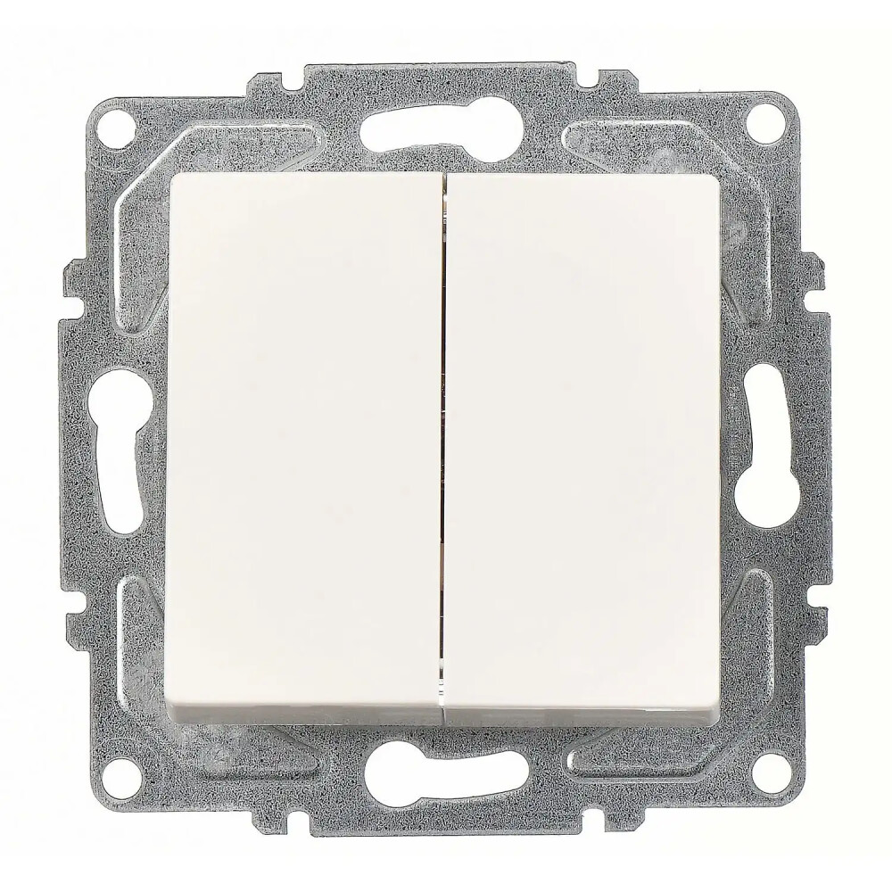 2 Gang Switch, Ivory White - Günsan Elektrik