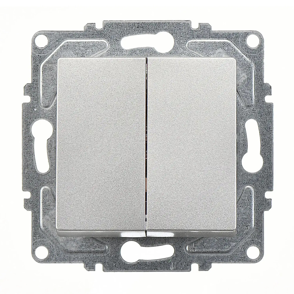 2 Gang Switch, Silver - Günsan Elektrik