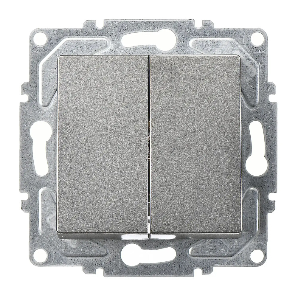 2 Gang Switch, Smoked Gray, (w/o Screw) - Günsan Elektrik