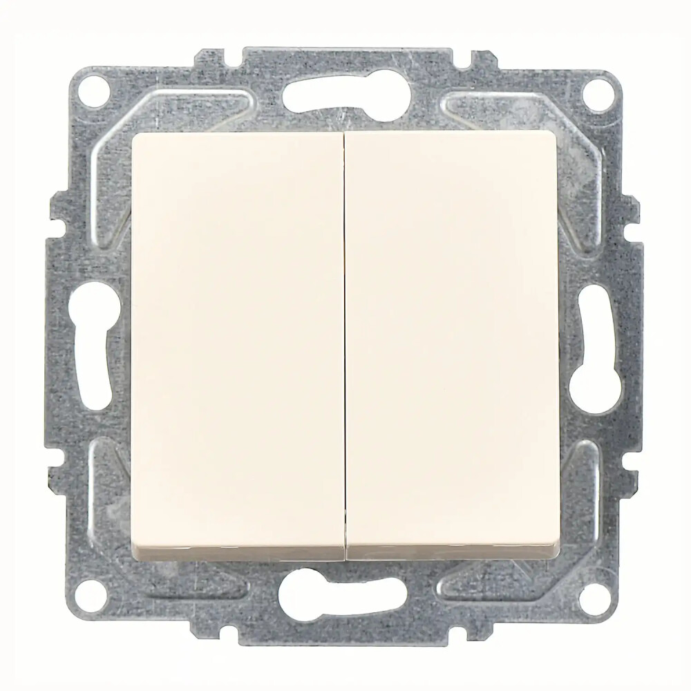 2 Gang Switch, Cream, (w/o Screw) - Günsan Elektrik