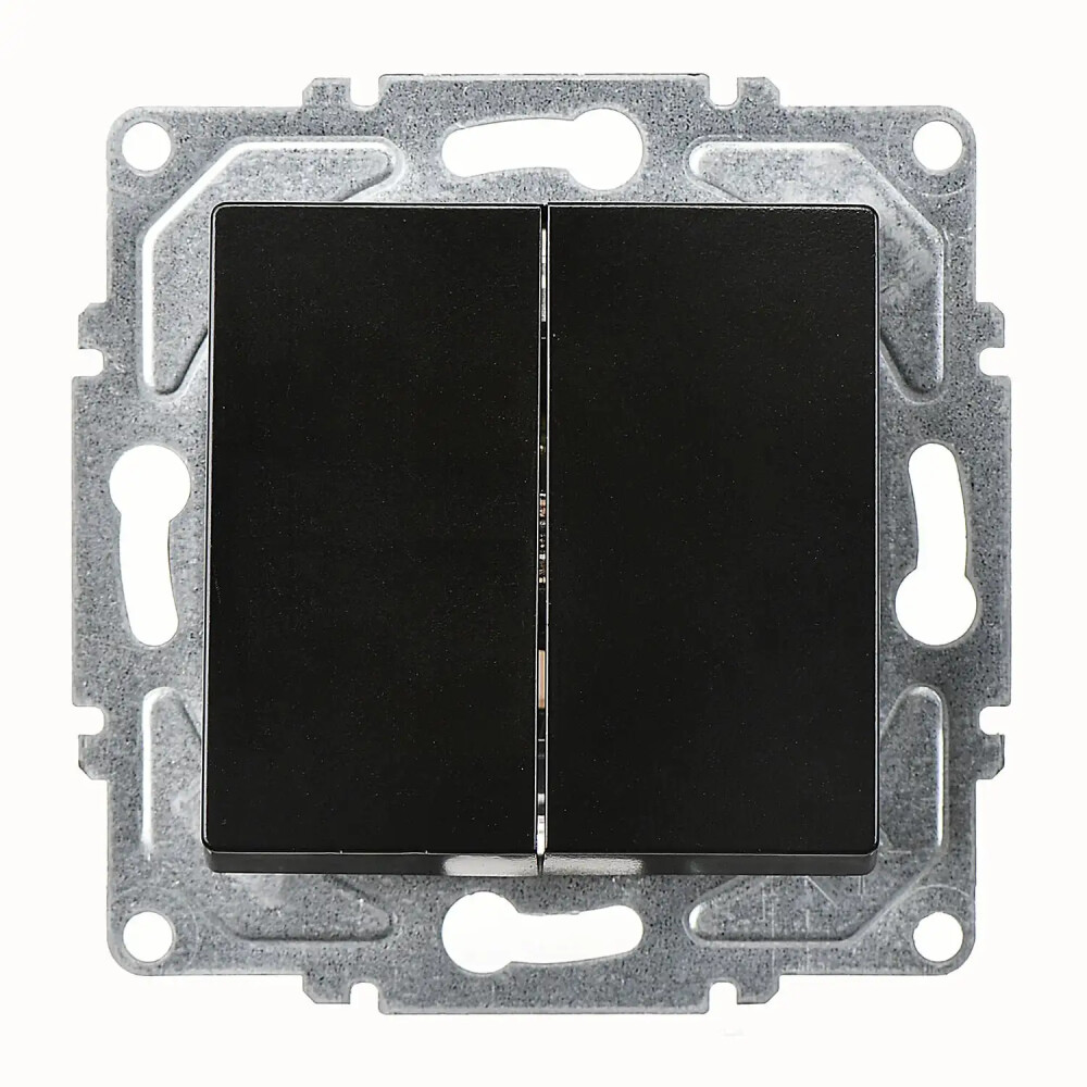 2 Gang Switch, M.Black, (w/o Screw) - Günsan Elektrik