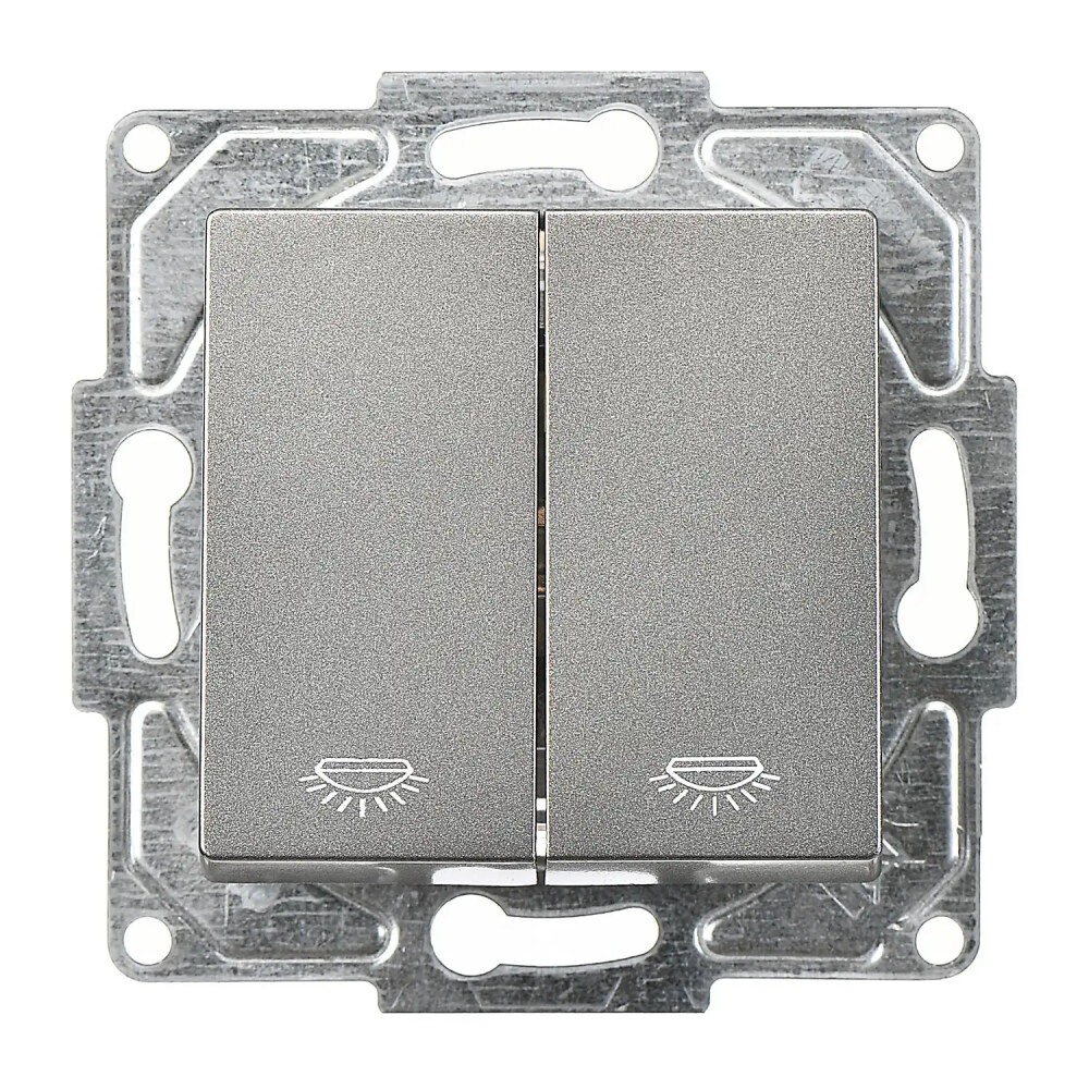 2 Gang Push Button, Smoked Gray - Günsan Elektrik