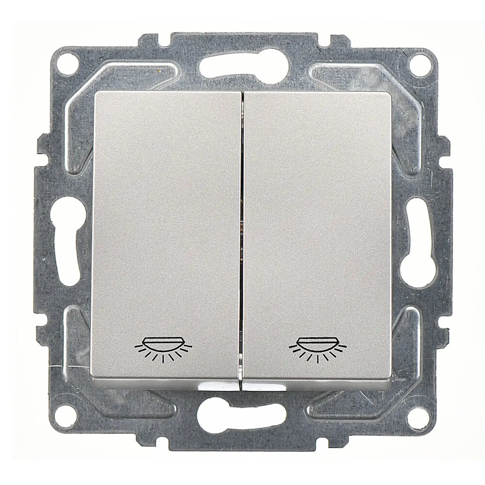 2 Gang Push Button, Silver - Günsan Elektrik