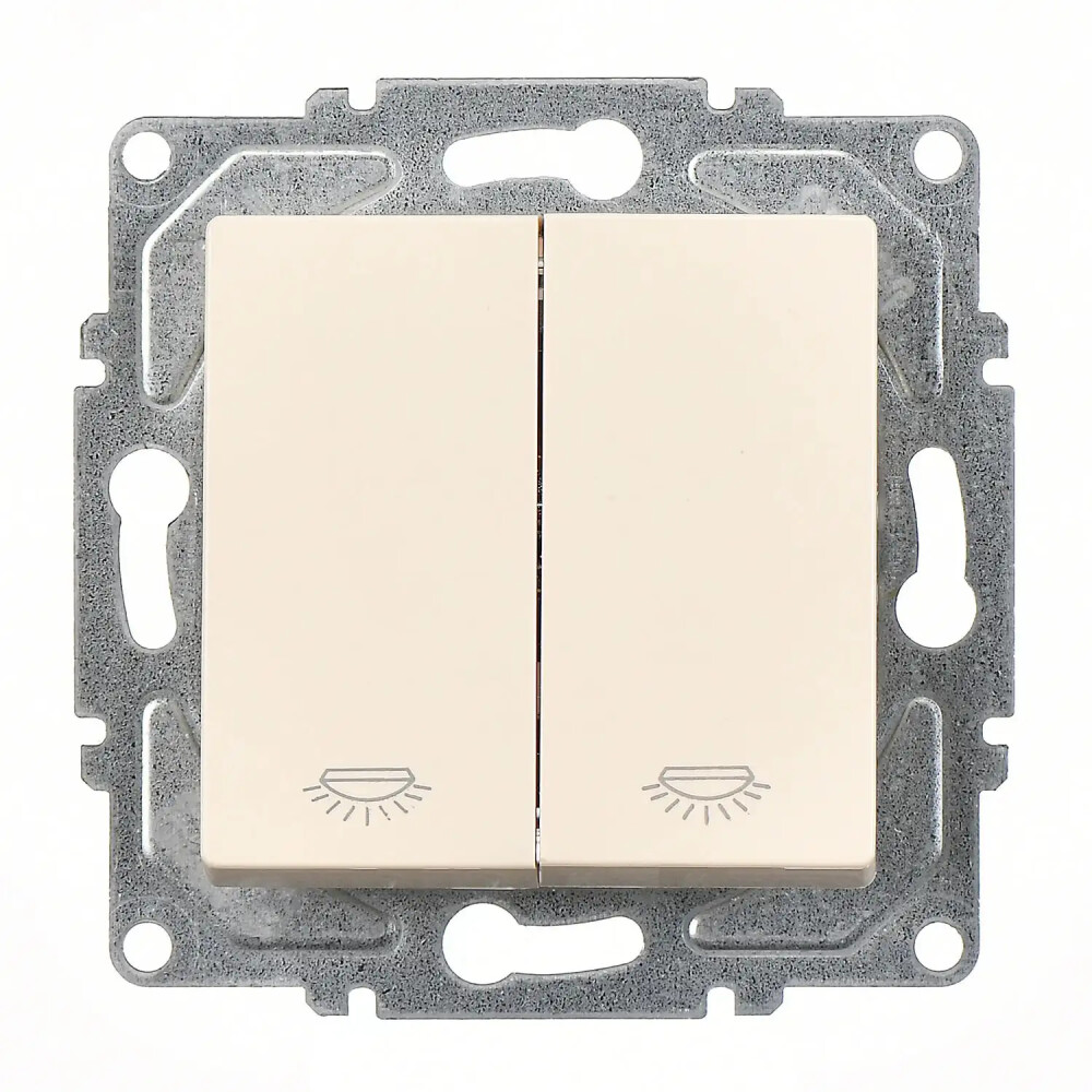 2 Gang Push Button, Cream - Günsan Elektrik
