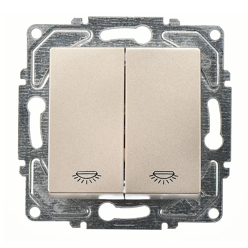 Eqona / Radius / Neoline Komütatör Liht, Metalik Bej (Mekanizma + Tuş/Kapak) - Günsan Elektrik