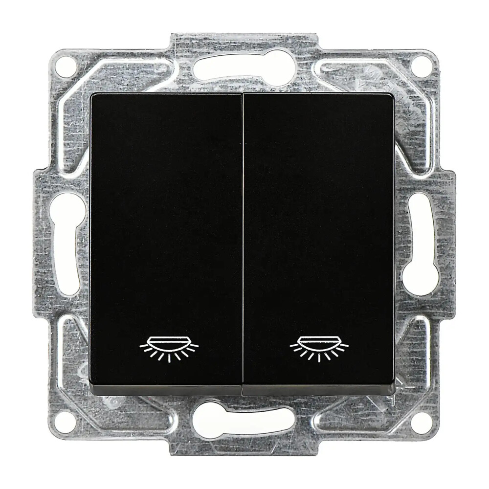 2 Gang Push Button, M.Black - Günsan Elektrik