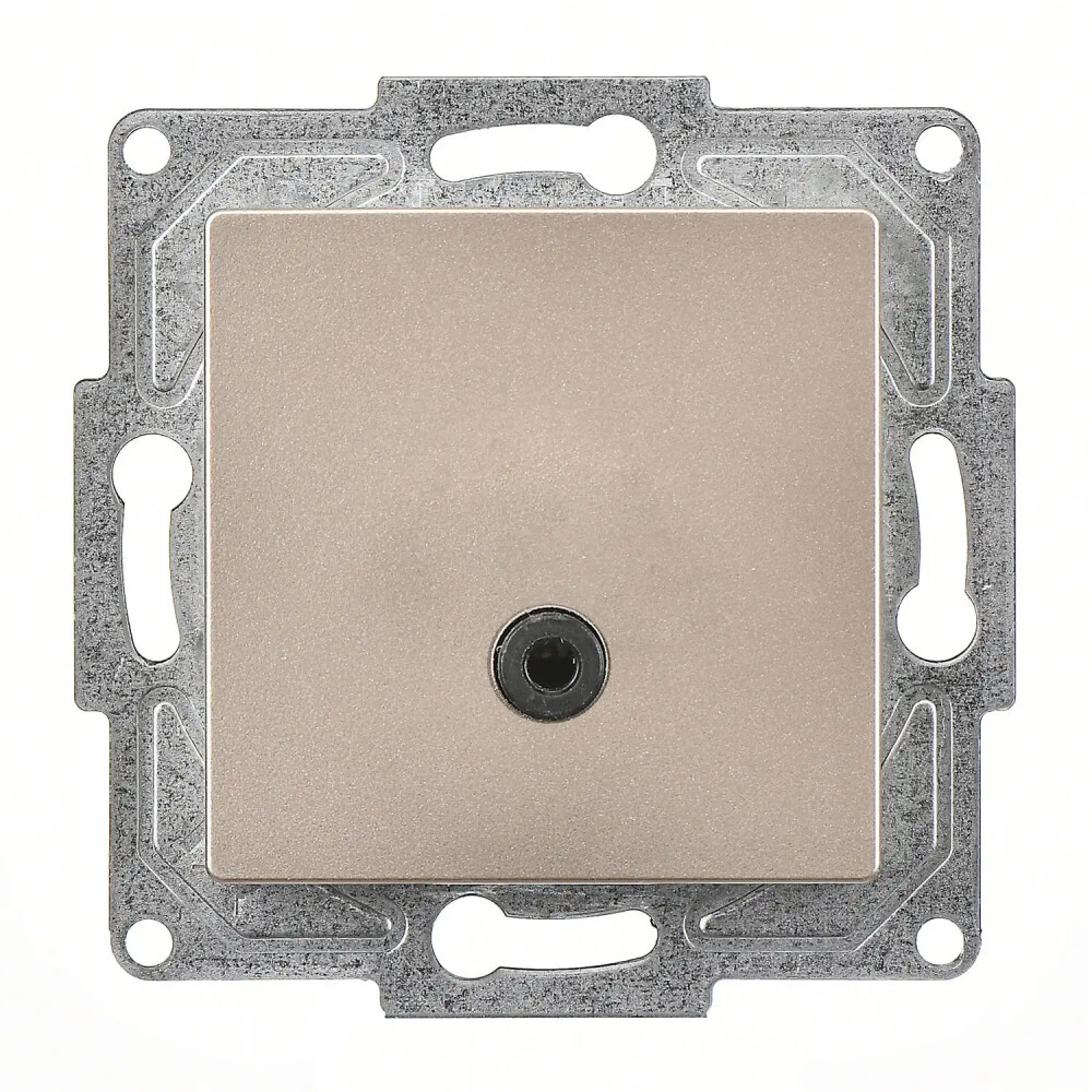 Eqona / Radius / Neoline Kulaklık Jakı, Metalik Bej (Mekanizma + Tuş/Kapak) - Günsan Elektrik