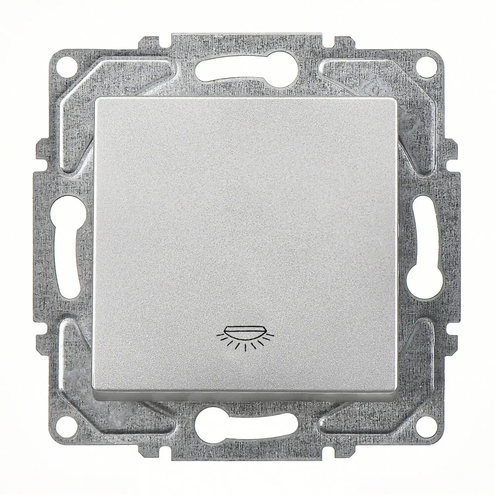 Push Button, Silver, (w/o Screw) - Günsan Elektrik