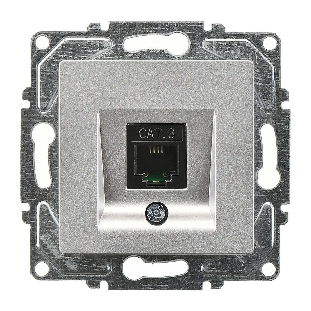 Eqona / Radius / Neoline Nümeris Telefon Prizi (Cat3), Gümüş (Mekanizma + Tuş/Kapak) - Günsan Elektrik