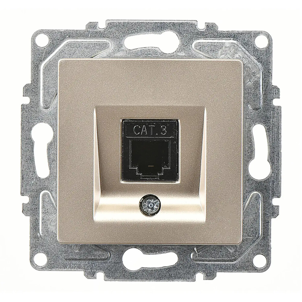 Eqona / Radius / Neoline Nümeris Telefon Prizi (Cat3), Metalik Bej (Mekanizma + Tuş/Kapak) - Günsan Elektrik